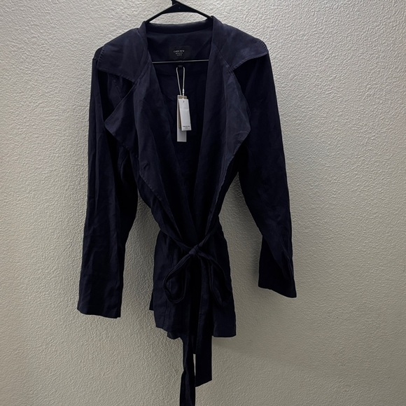 ever new melbourne curve Jackets & Blazers - Elegant Navy Blue Trench Coat